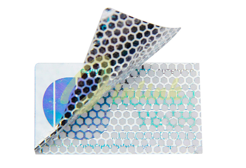 Hologram security sticker with VOID Honeycomb checkboard