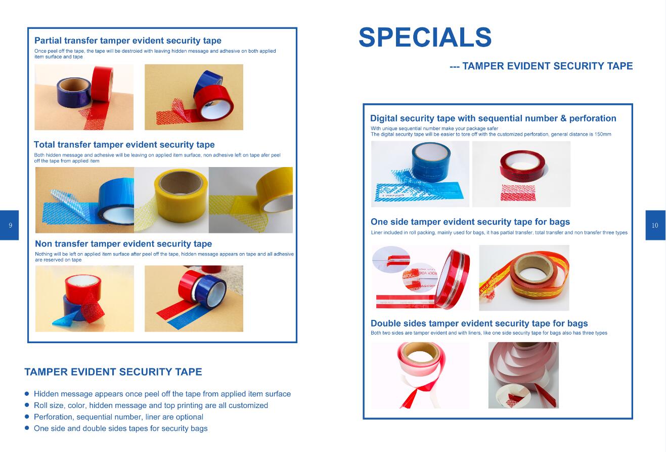 What does our tamper evident security tape include?